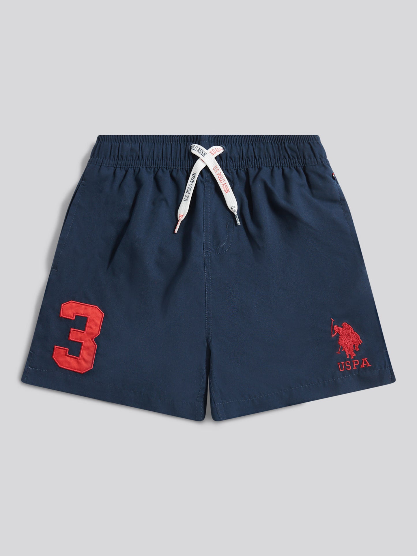 Boys Player 3 Swim Short in Dark Sapphire Navy / Haute Red DHM
