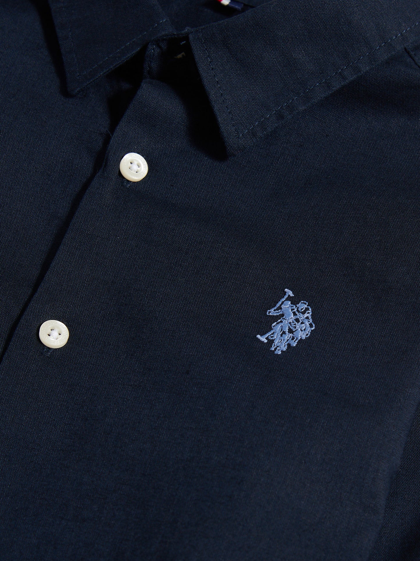 Boys Linen Blend Shirt in Dark Sapphire Navy / Moonlight Blue DHM