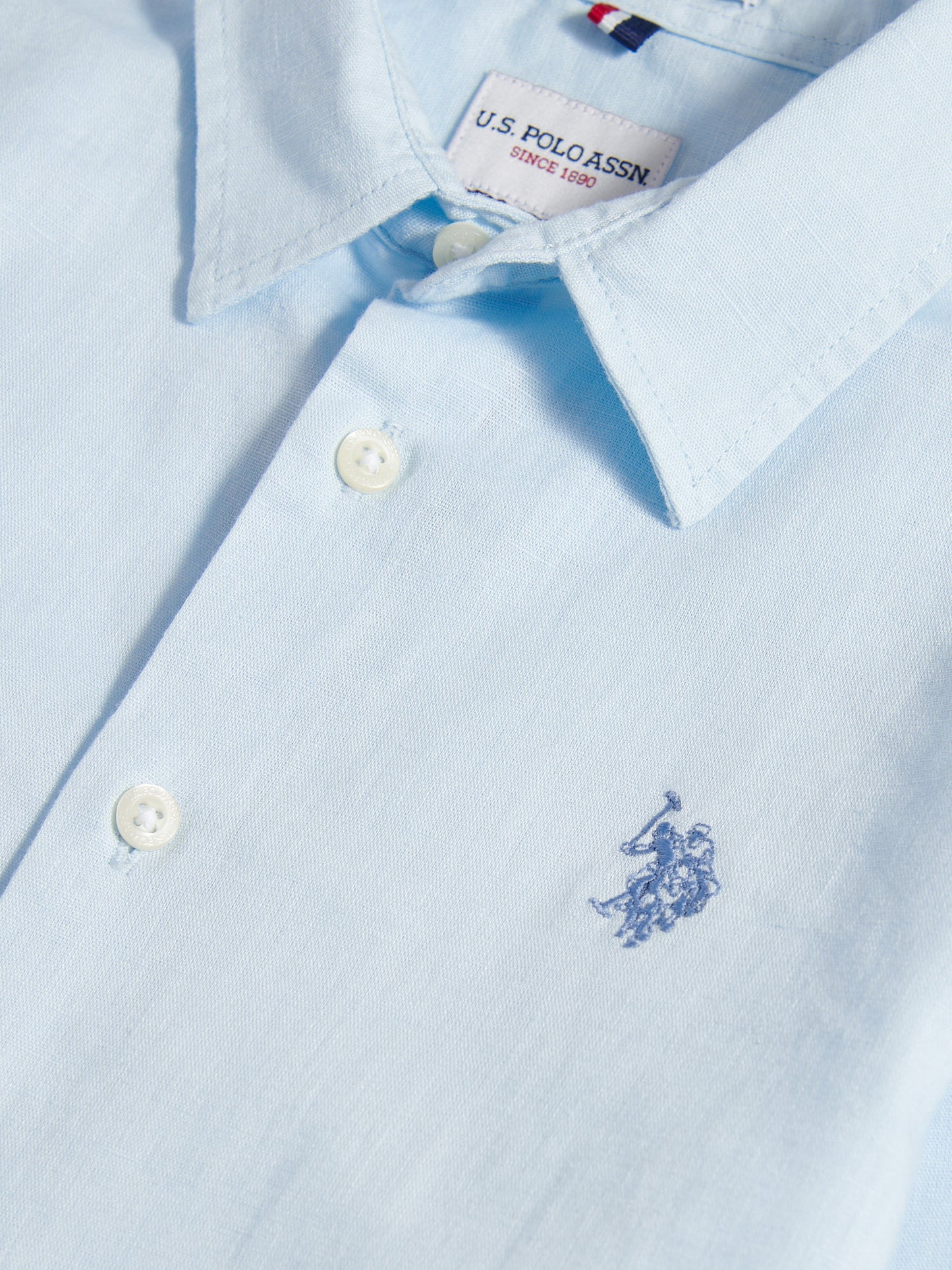 Boys Linen Blend Shirt in Ice Blue
