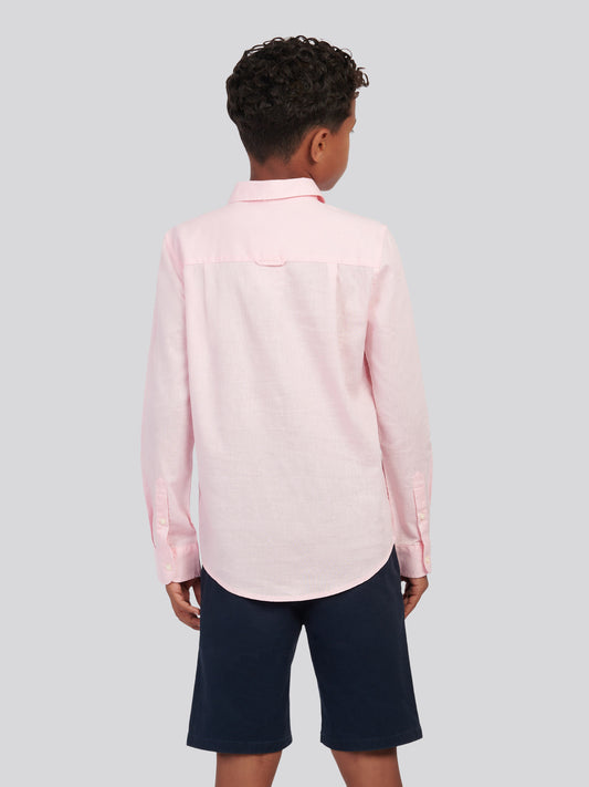 Boys Linen Blend Shirt in Pink a Boo