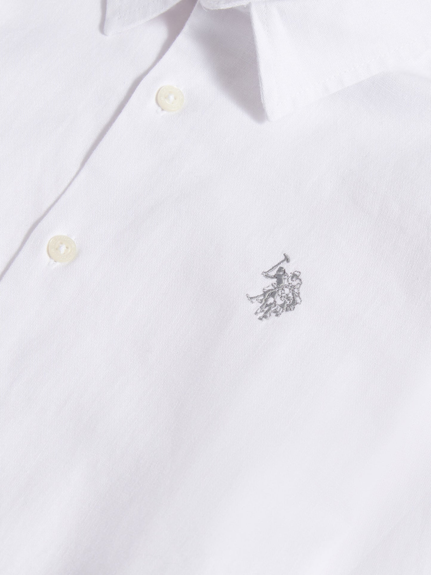 Boys Linen Blend Shirt in Bright White / Harbour Mist