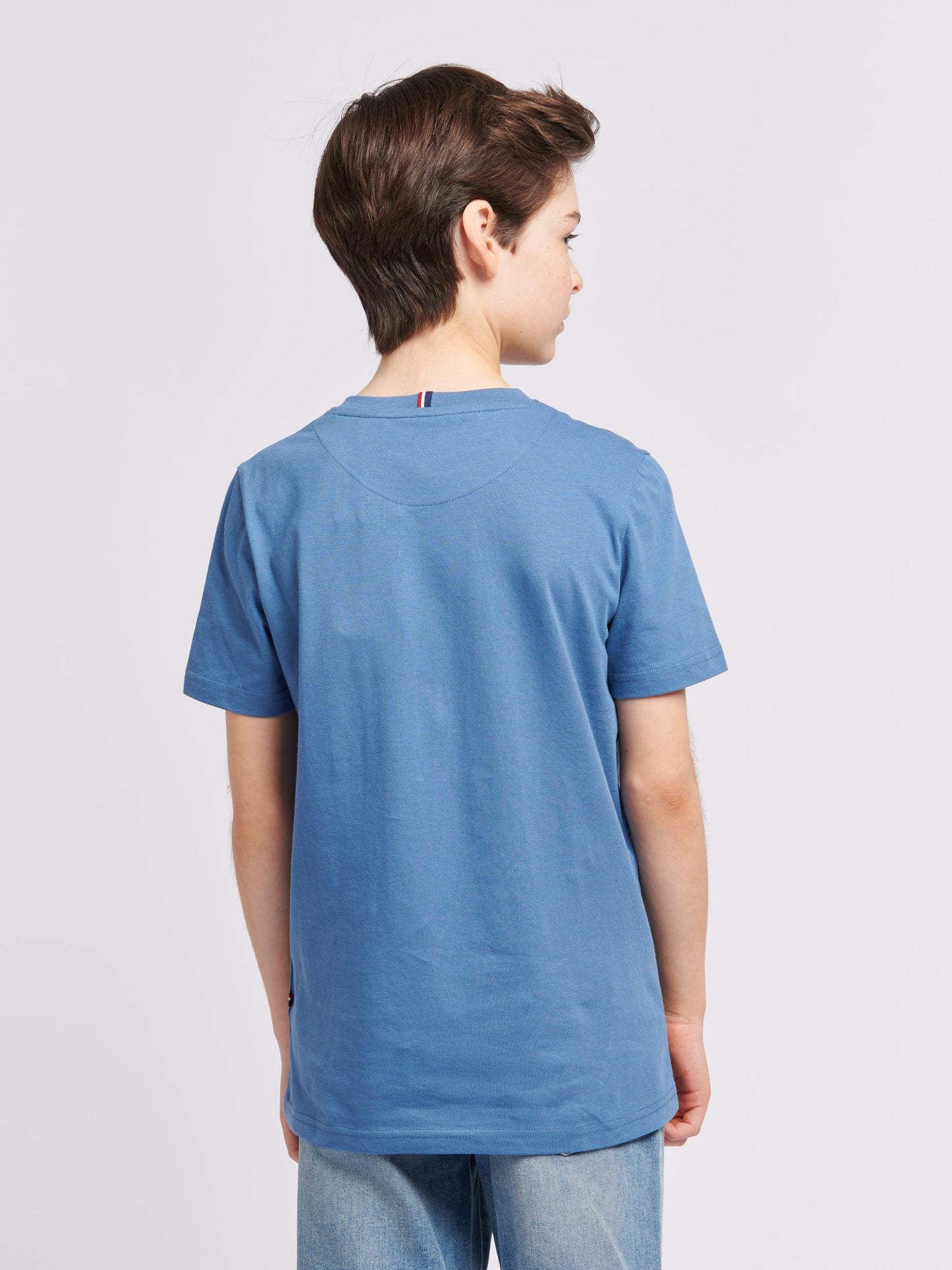 Boys Texture Double Horsemen T-Shirt in Blue Horizon
