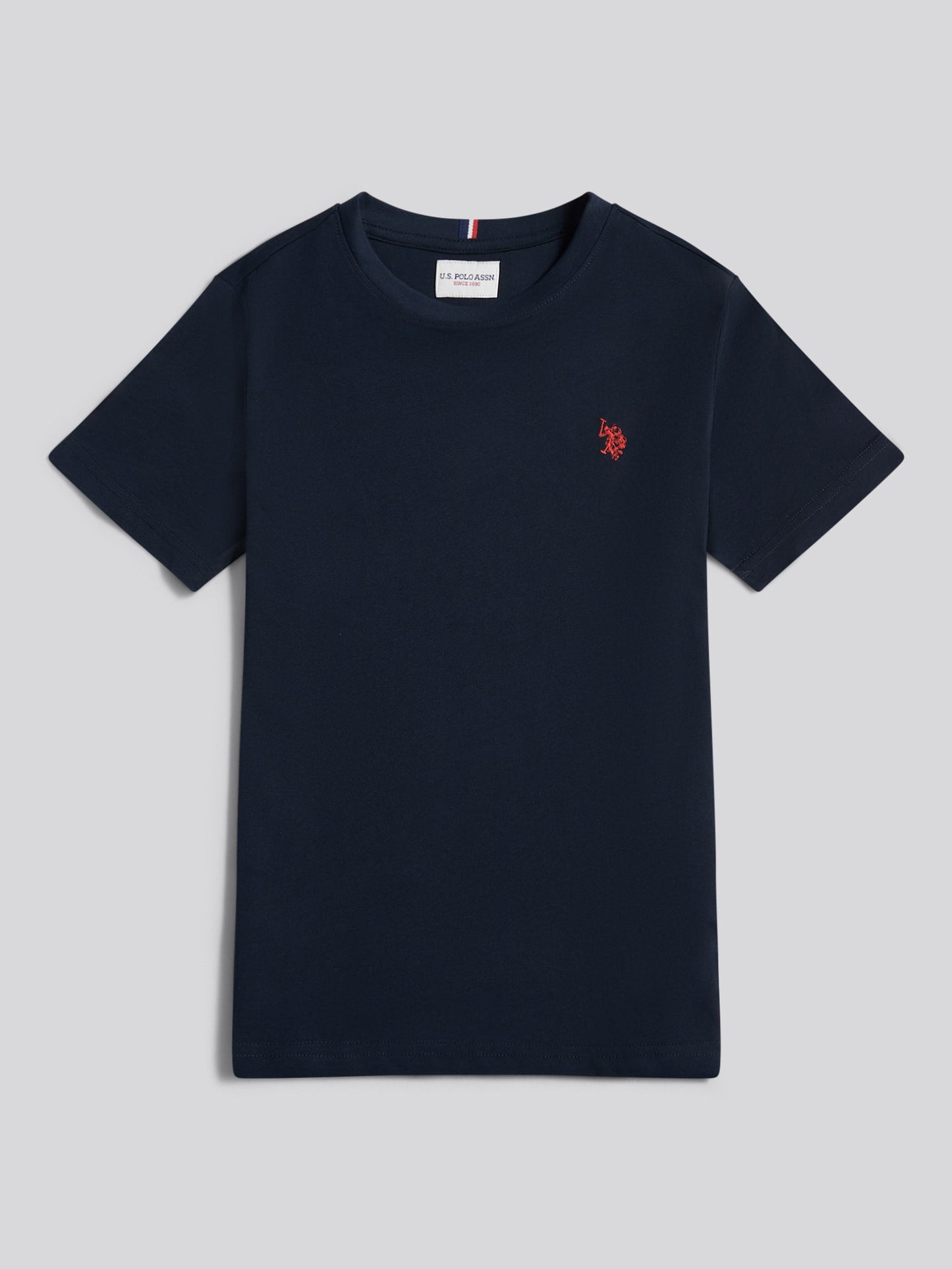 Boys Texture Double Horsemen T-Shirt in Dark Sapphire Navy / Haute Red DHM