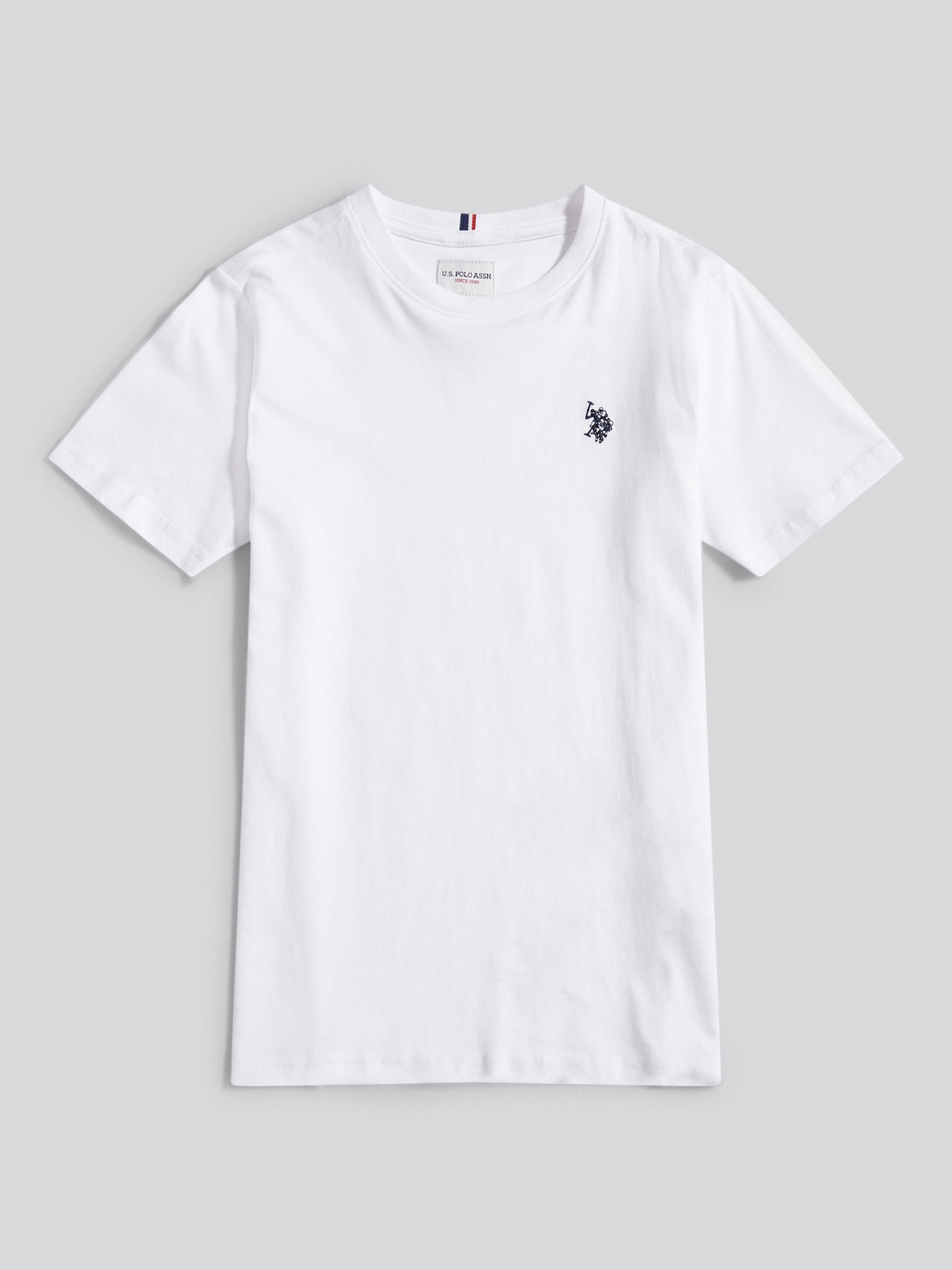 Boys Texture Double Horsemen T-Shirt in White / Dark Sapphire Navy DHM