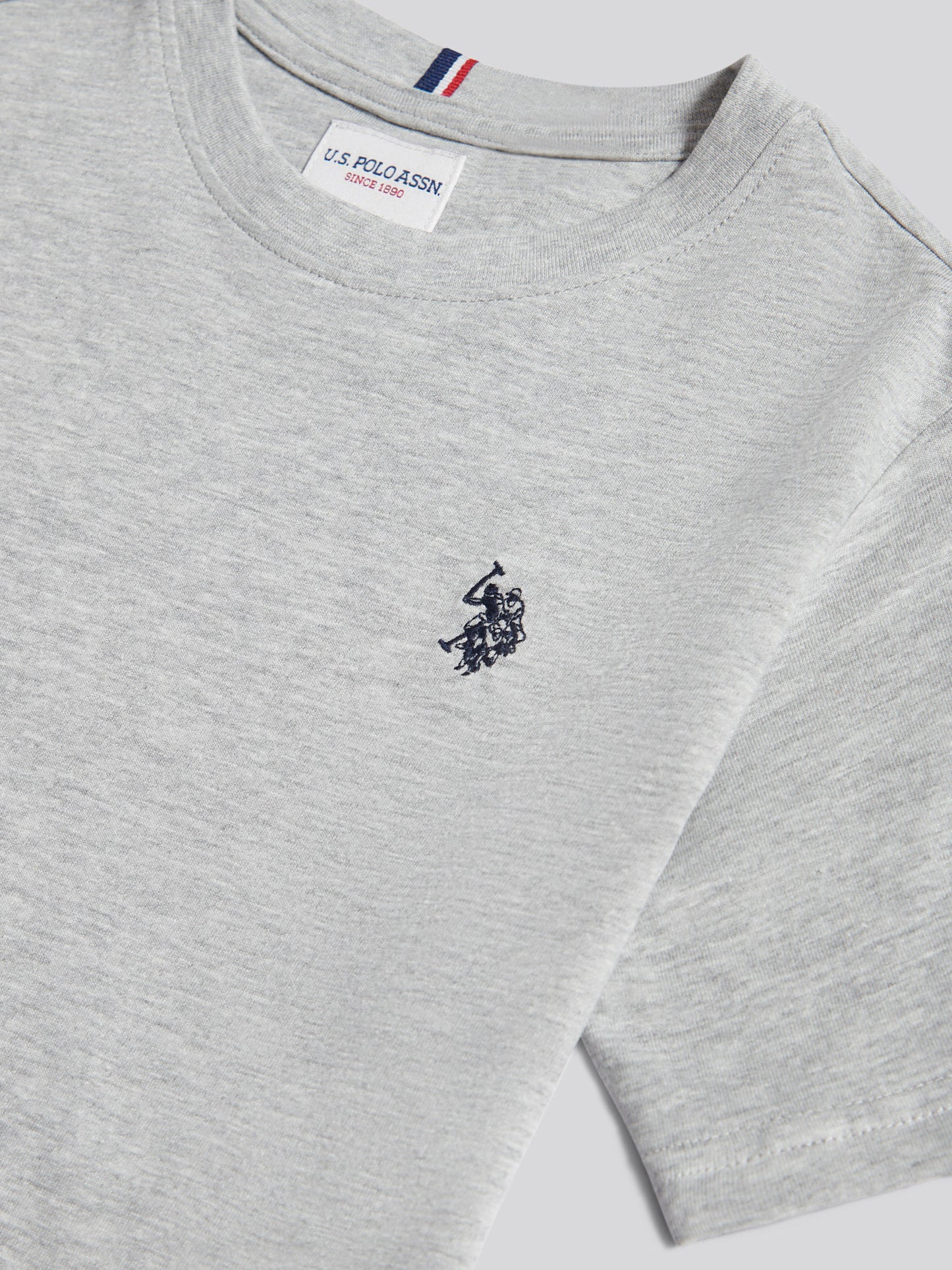 Boys Texture Double Horsemen T-Shirt in Mid Grey Marl