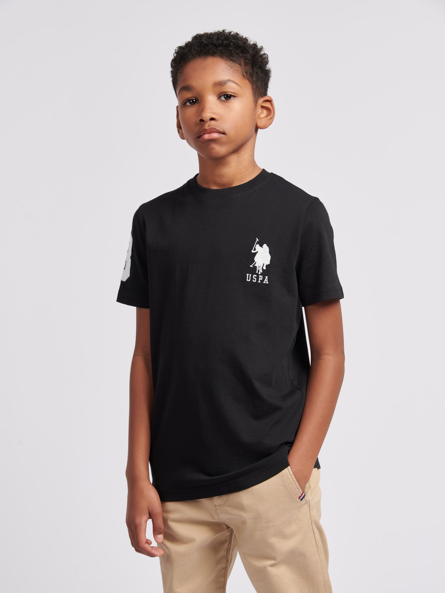 Boys Player 3 T-Shirt in Black Bright White DHM