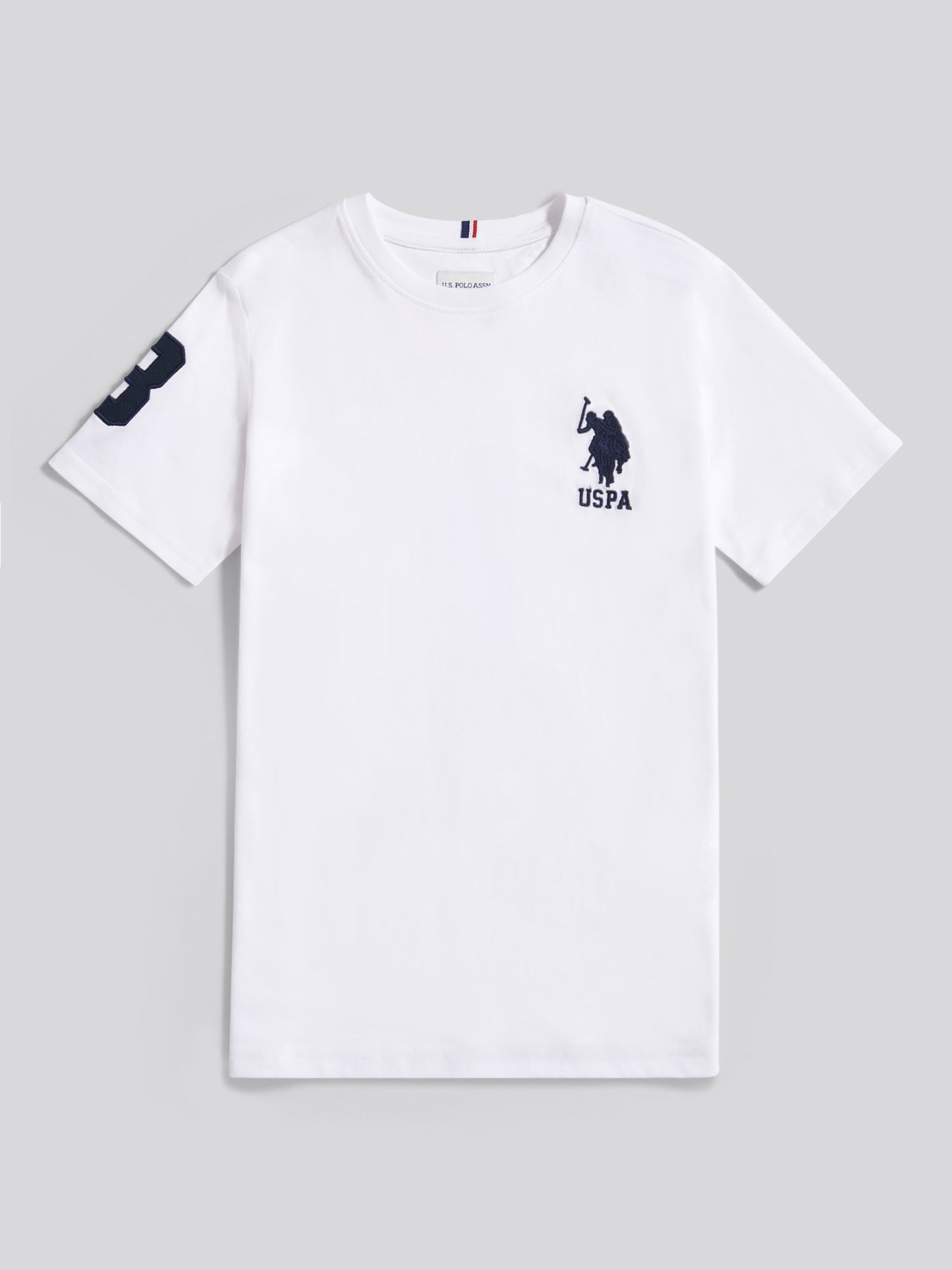 Boys Player 3 T-Shirt in White / Dark Sapphire Navy DHM