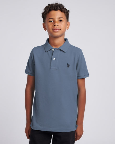 Boys Double Horsemen Polo Shirt in Vintage Indigo