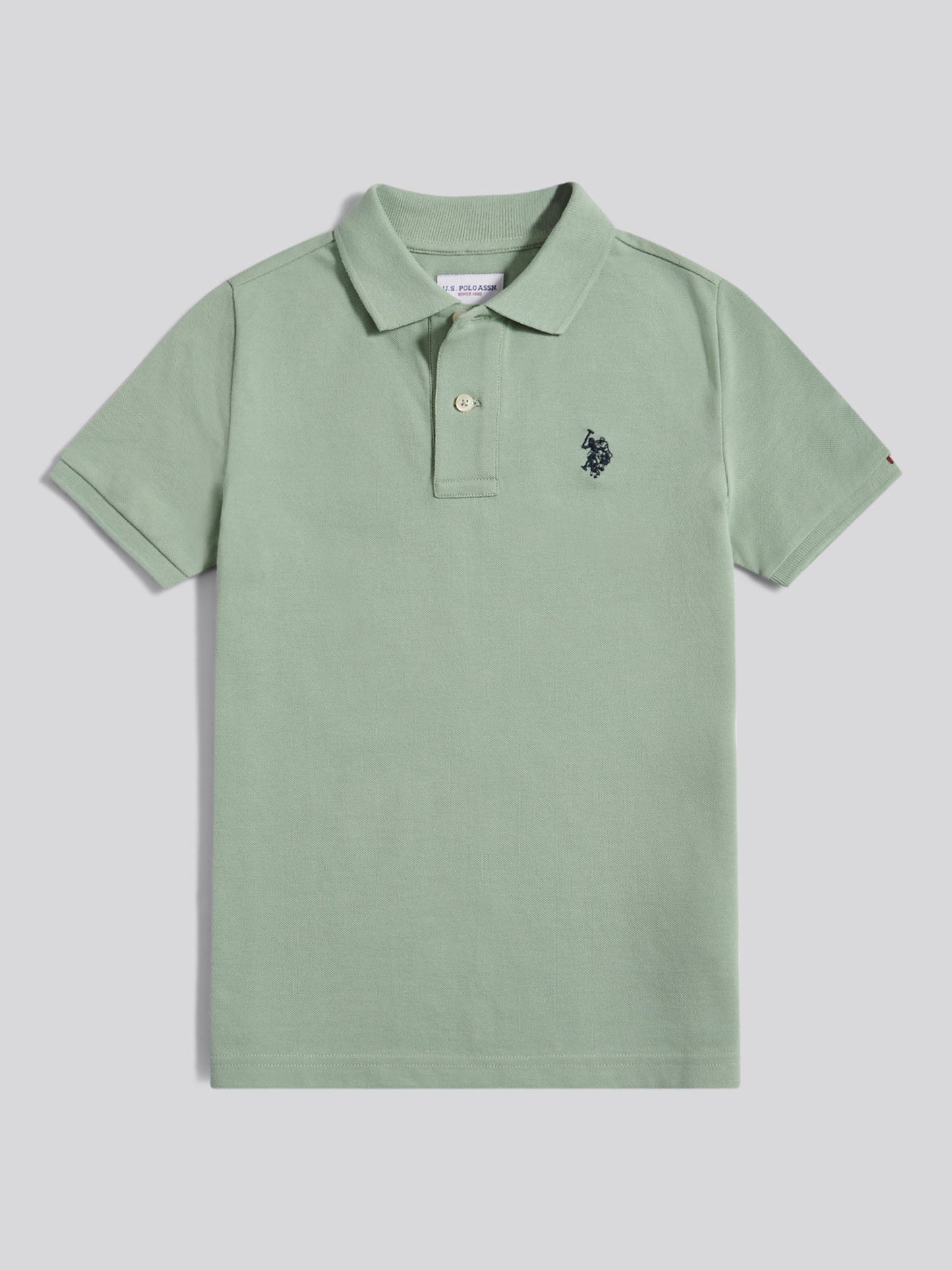 Boys Double Horsemen Polo Shirt in Iceberg Green
