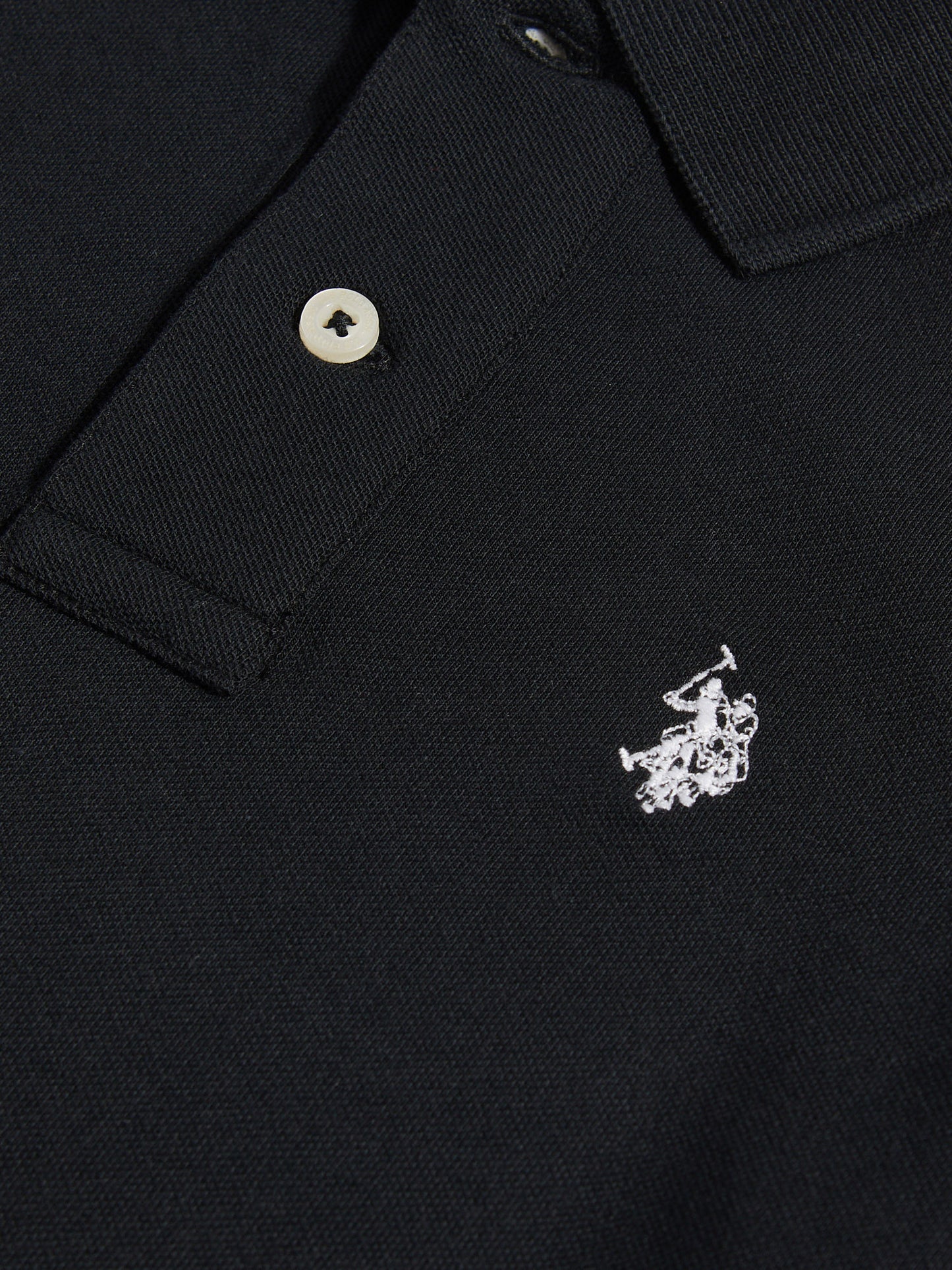 Boys Double Horsemen Polo Shirt in Black Bright White DHM