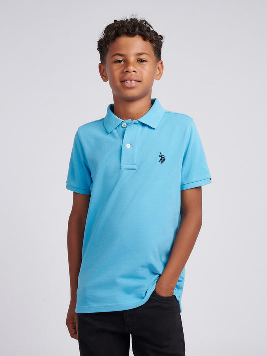 Boys Double Horsemen Polo Shirt in Heritage Blue