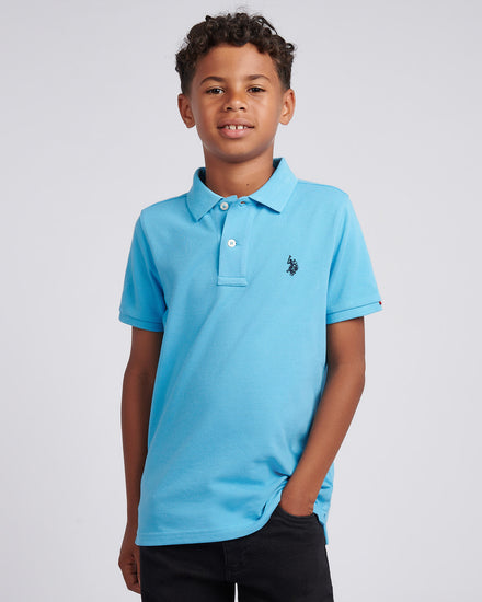 Boys Double Horsemen Polo Shirt in Heritage Blue