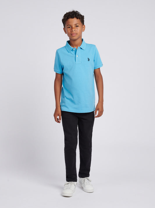 Boys Double Horsemen Polo Shirt in Heritage Blue