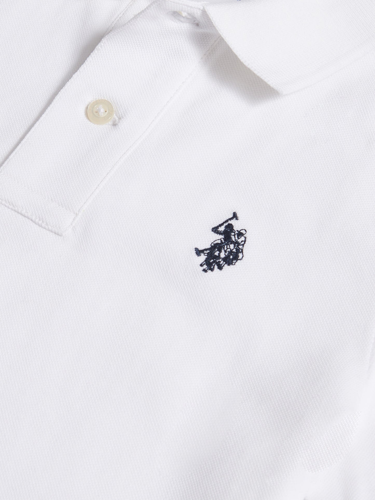 Boys Double Horsemen Polo Shirt in White / Dark Sapphire Navy DHM
