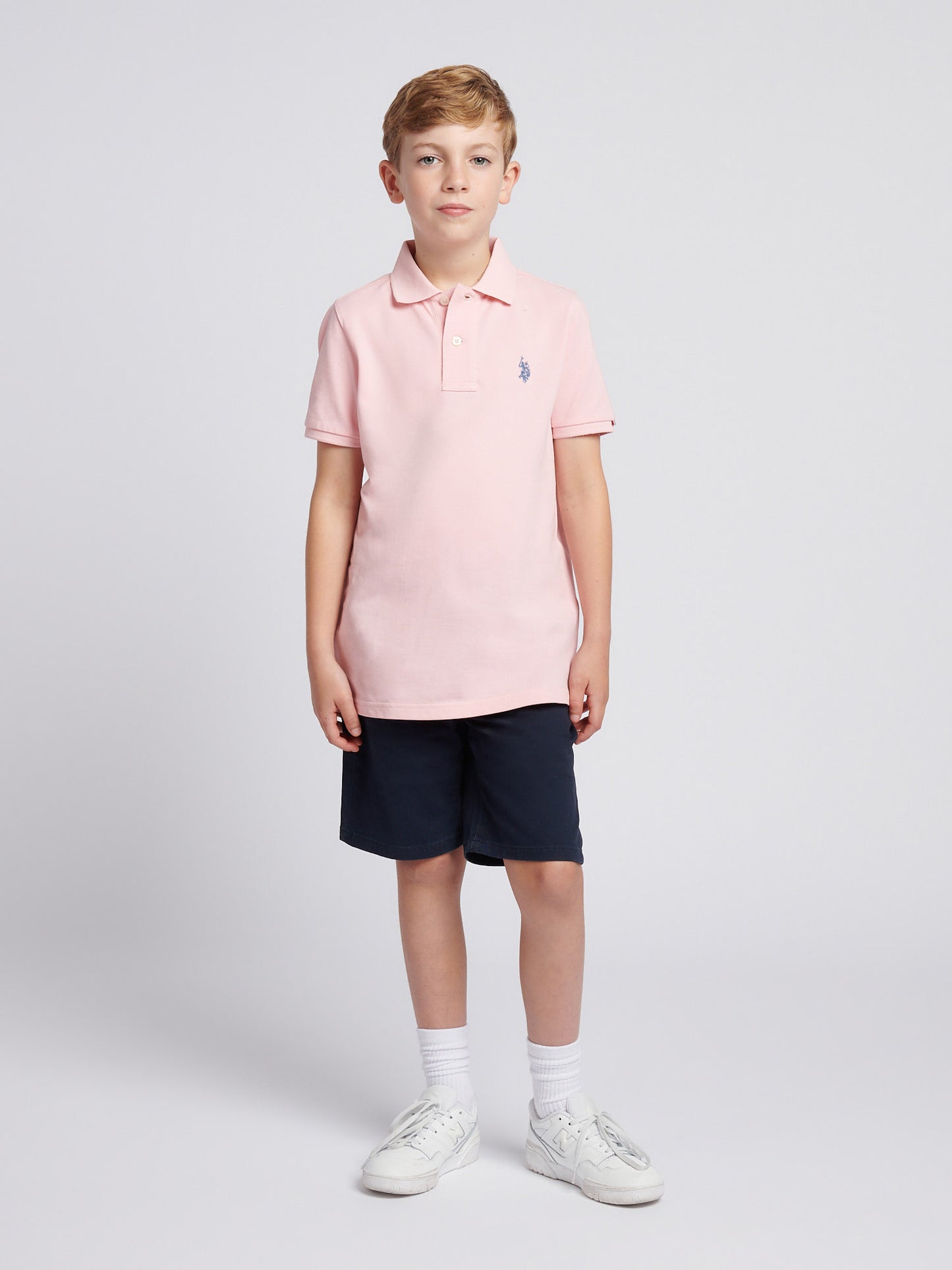 Boys Double Horsemen Polo Shirt in Tickled Pink