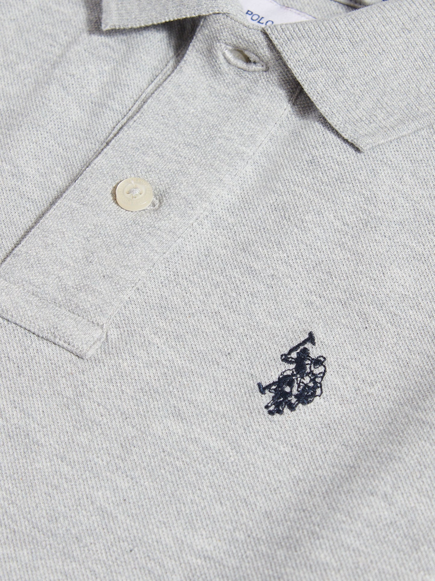Boys Double Horsemen Polo Shirt in Mid Grey Marl