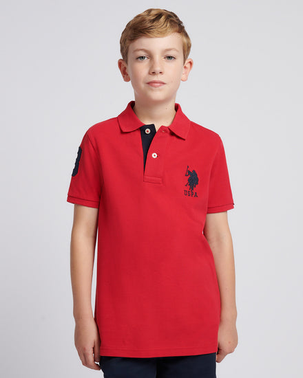 Boys Player 3 Polo Shirt in Haute Red