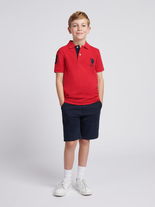 Boys Player 3 Polo Shirt in Haute Red