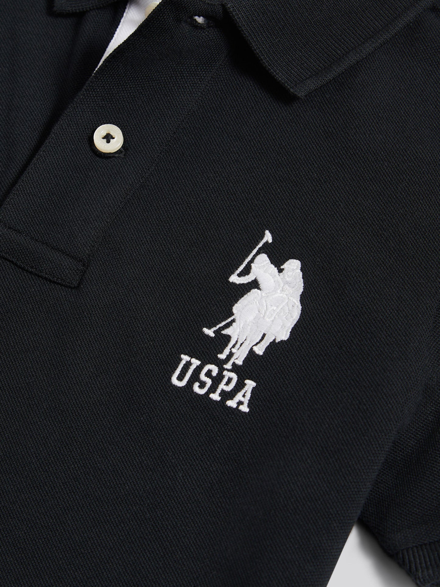 Boys Player 3 Polo Shirt in Black Bright White DHM