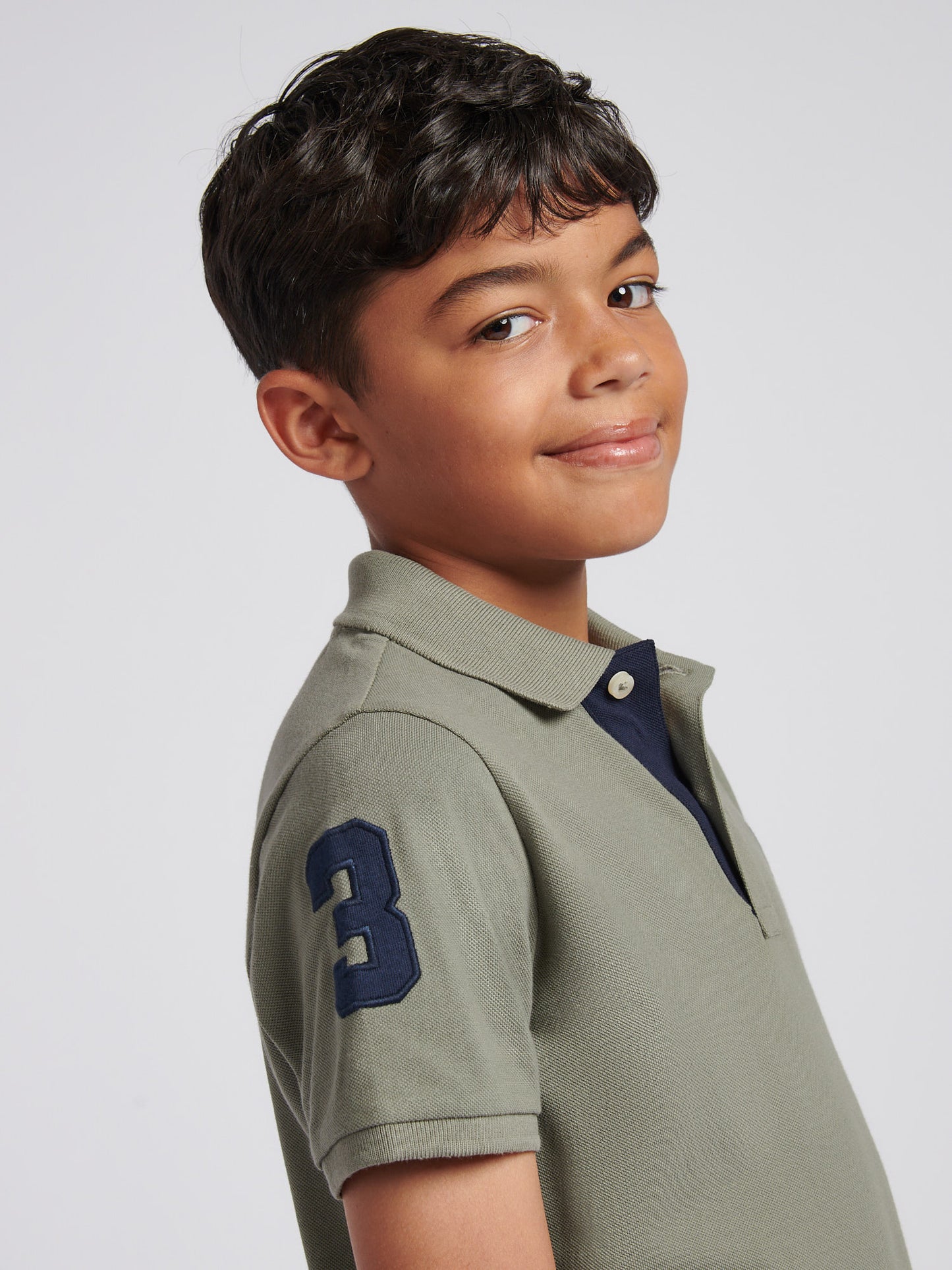 Boys Player 3 Polo Shirt in Mulled Basil