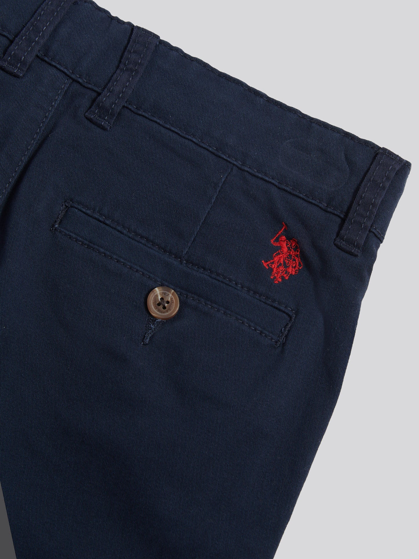Boys Classic Chino Short in Dark Sapphire Navy / Haute Red DHM