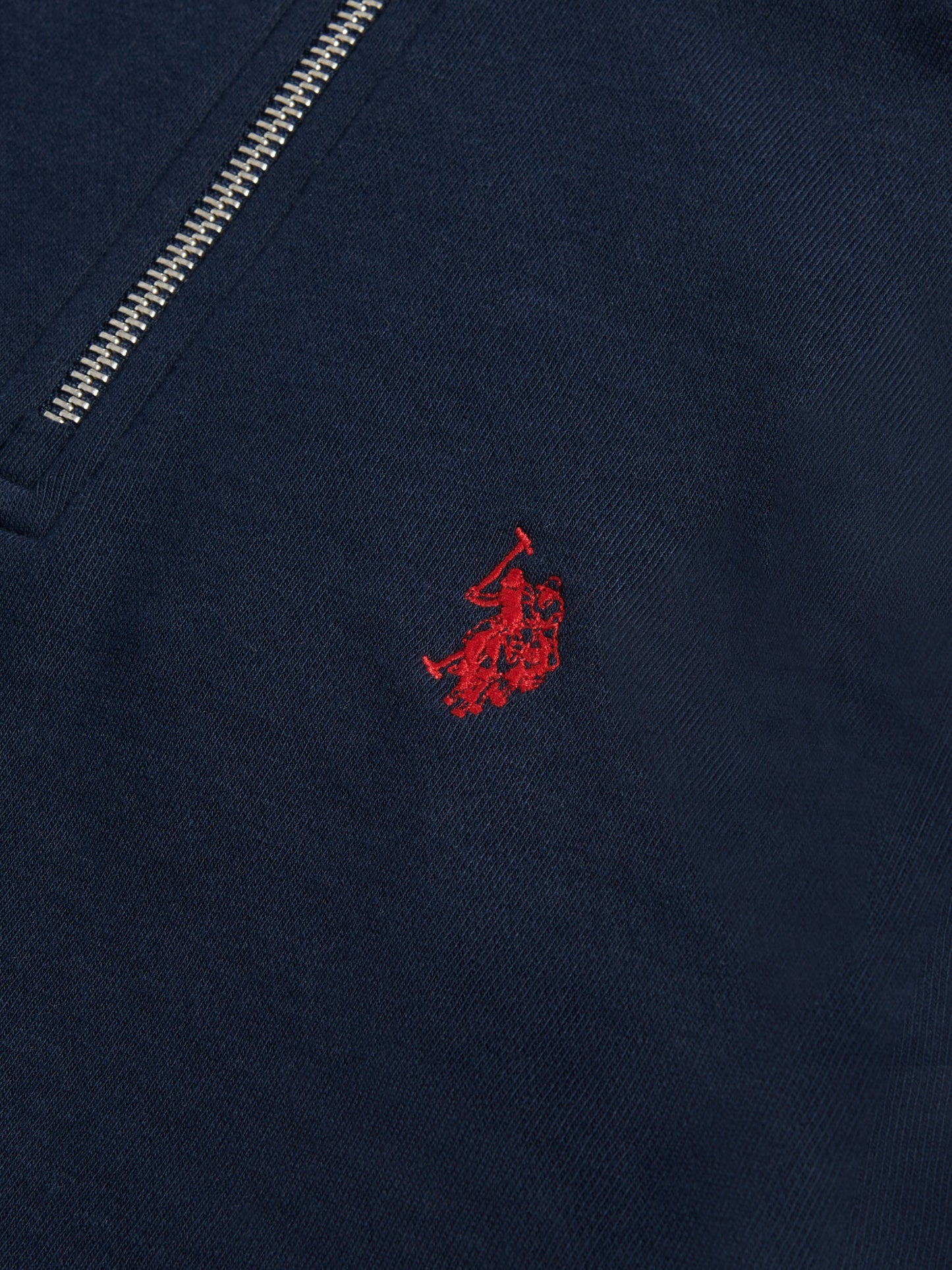Boys Double Horsemen ¼ Zip in Dark Sapphire Navy / Haute Red DHM
