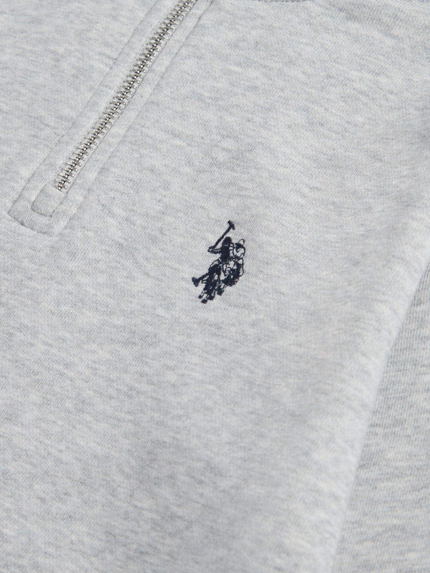 Boys Double Horsemen ¼ Zip in Mid Grey Marl
