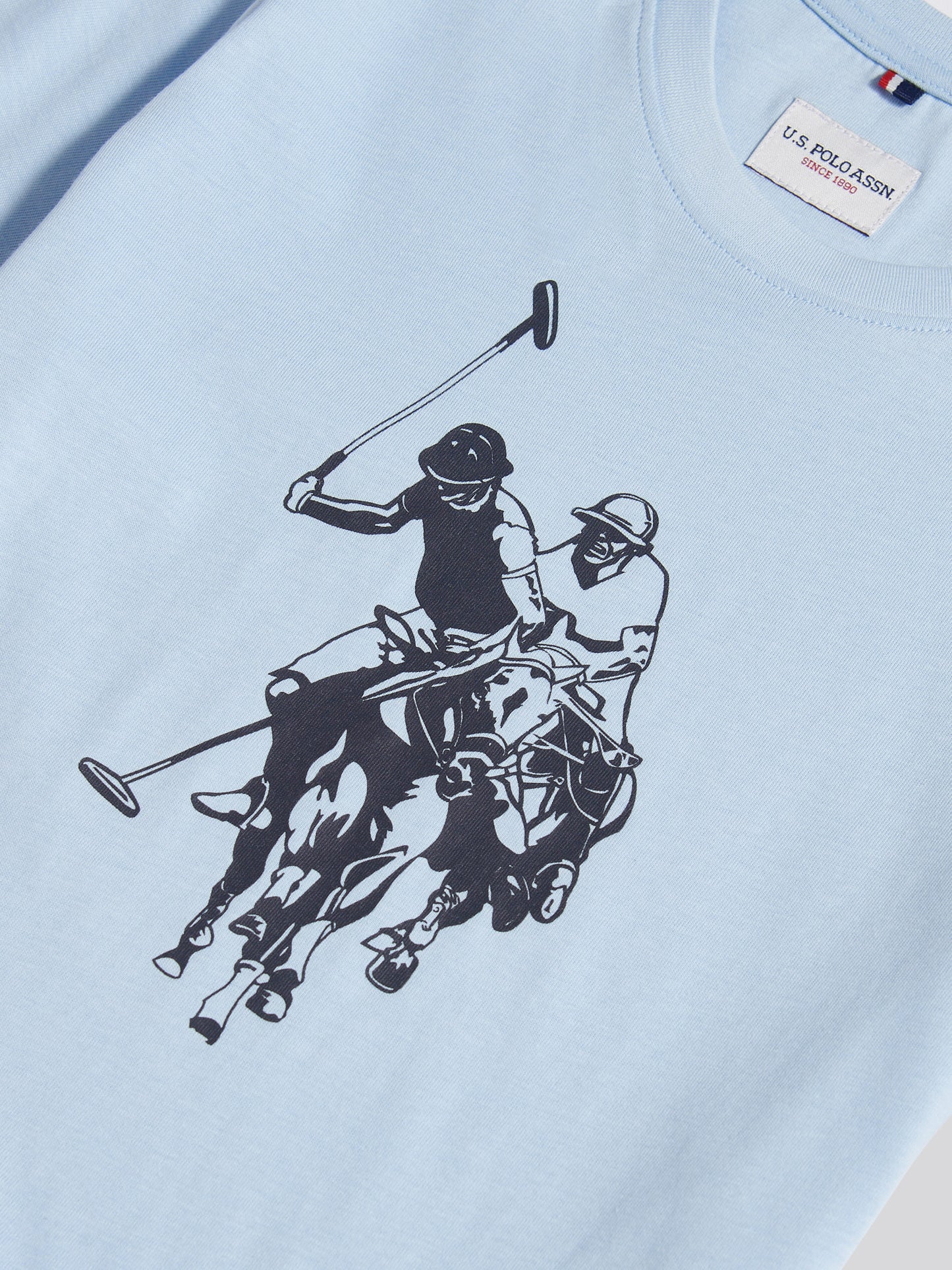 Boys Double Horsemen Graphic T-Shirt in Chambray Blue