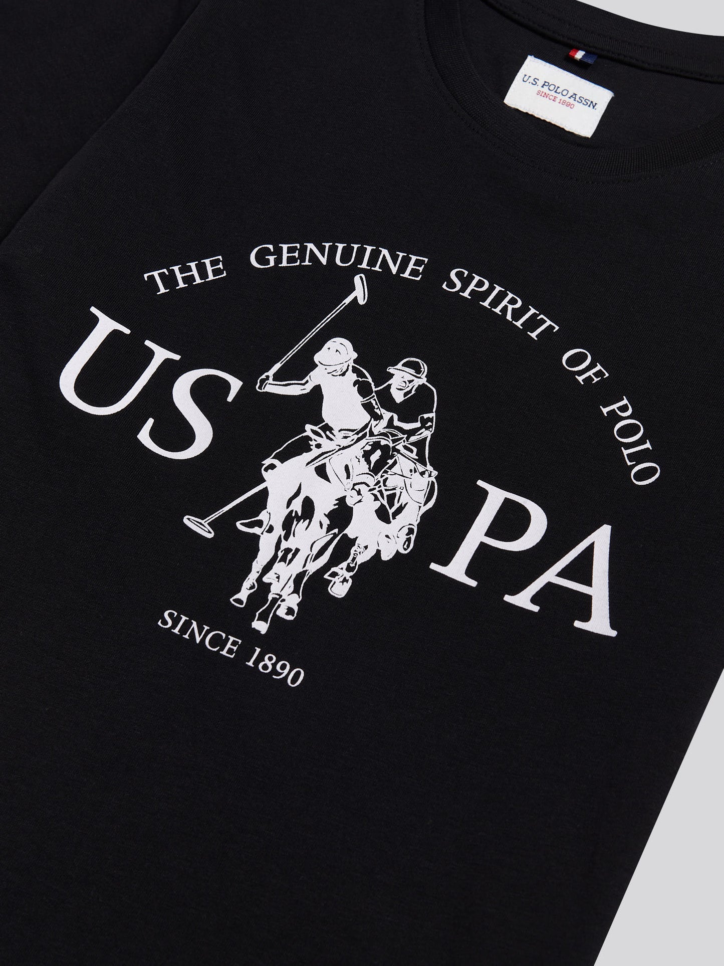 Boys USPA Print Graphic T-Shirt in Black Bright White DHM