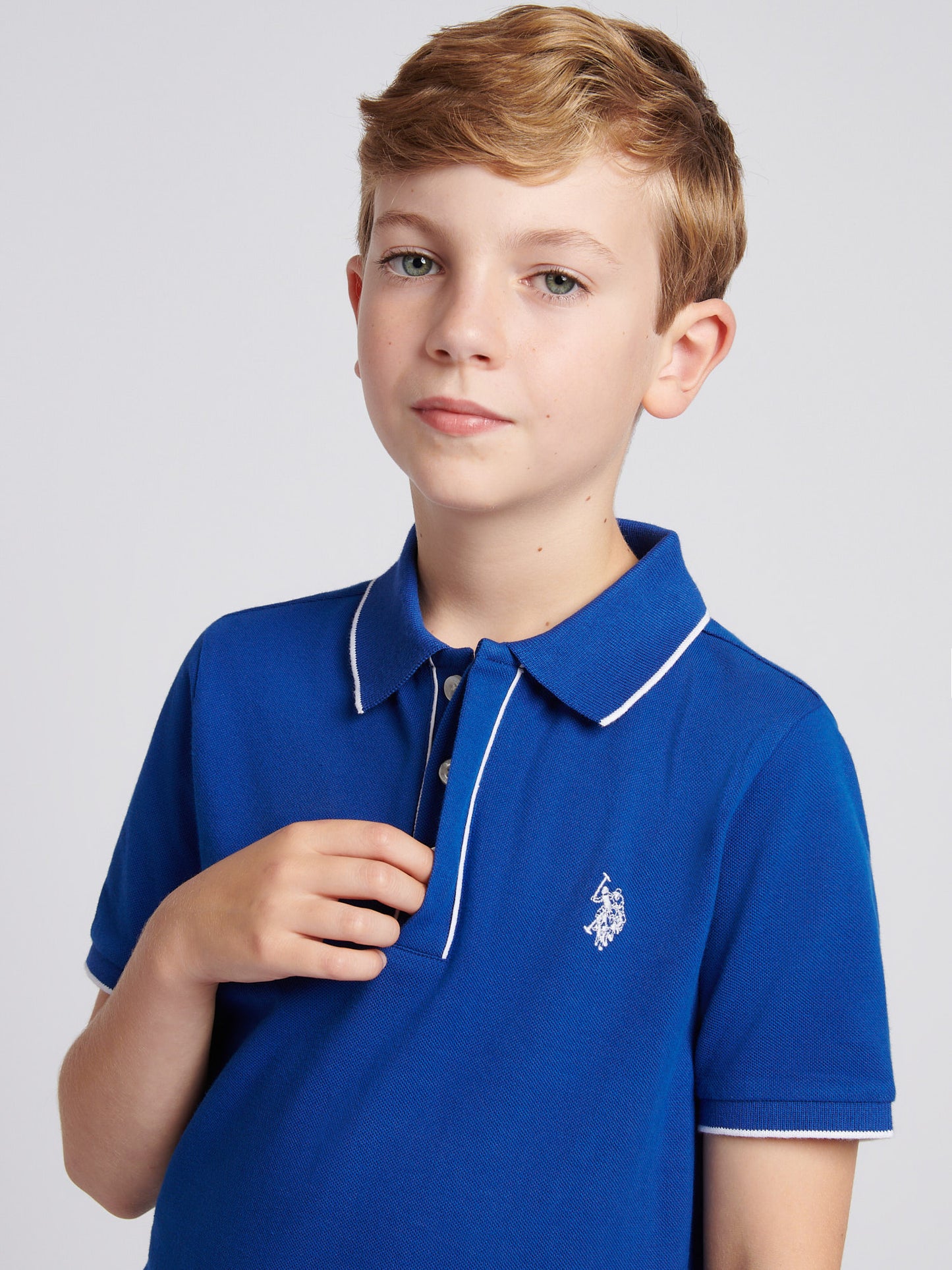 Boys Piped Pique Polo Shirt in Sodalite Blue