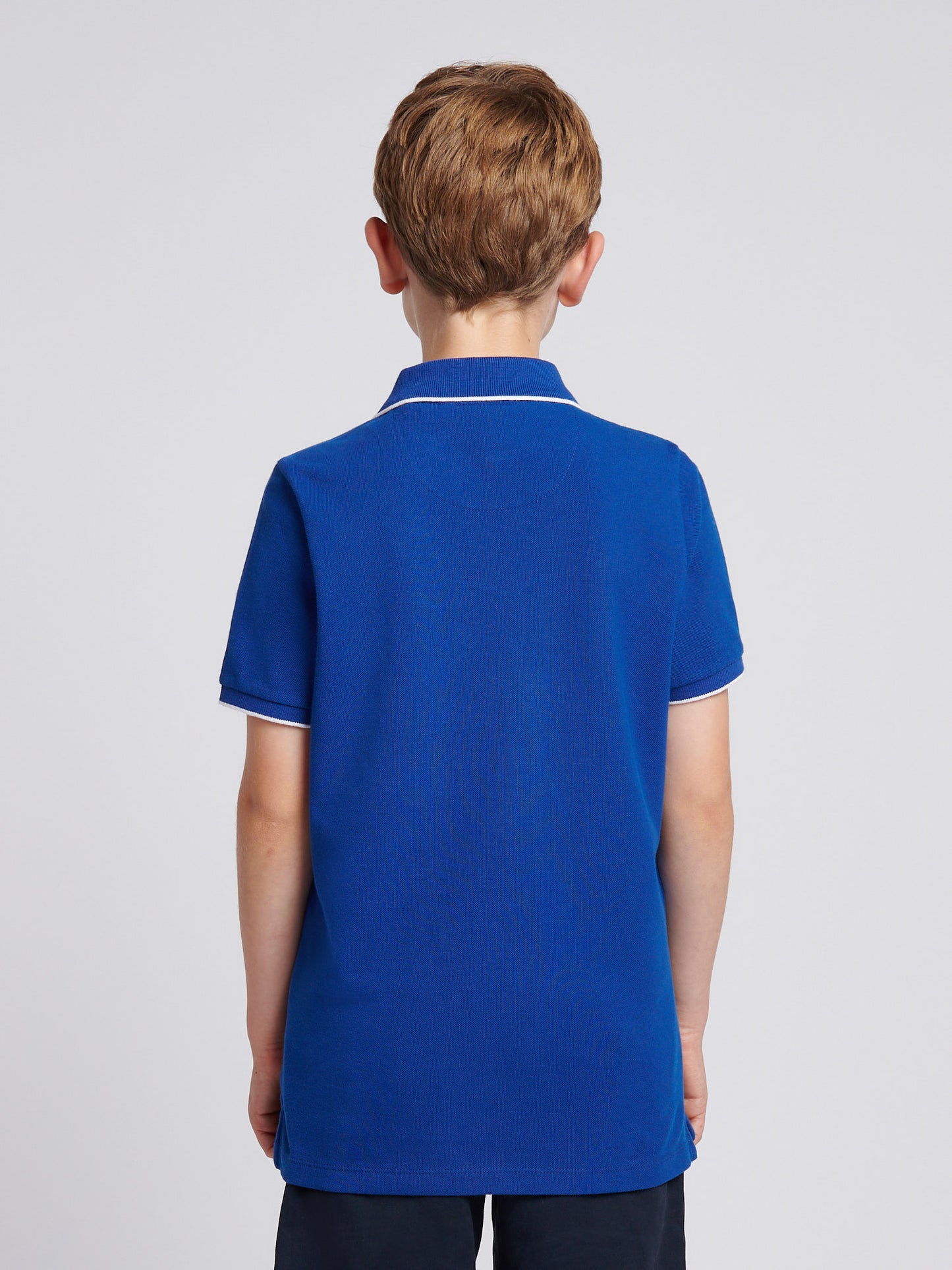Boys Piped Pique Polo Shirt in Sodalite Blue