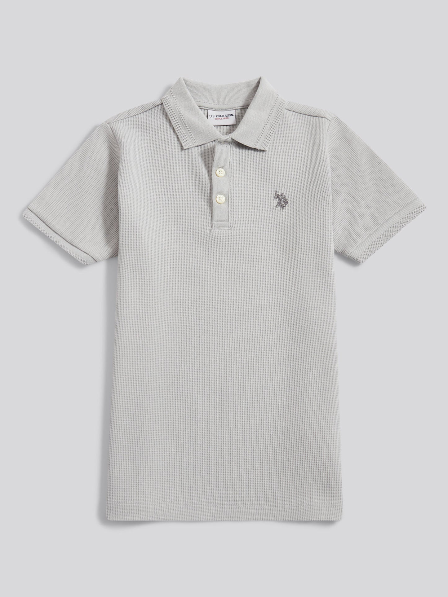 Boys Waffle Texture Polo Shirt in High Rise