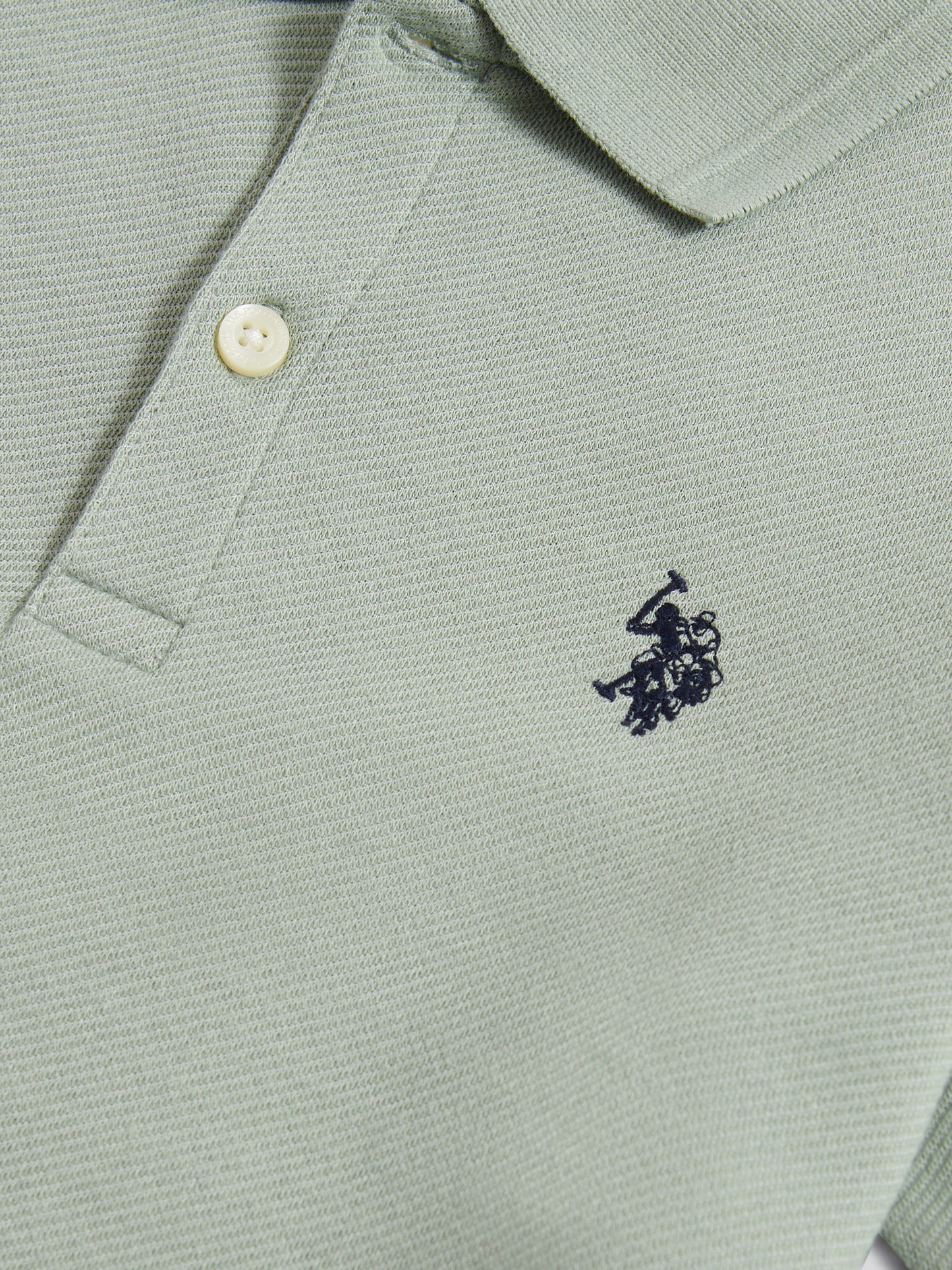 Boys Twill Texture Polo Shirt in Iceberg Green