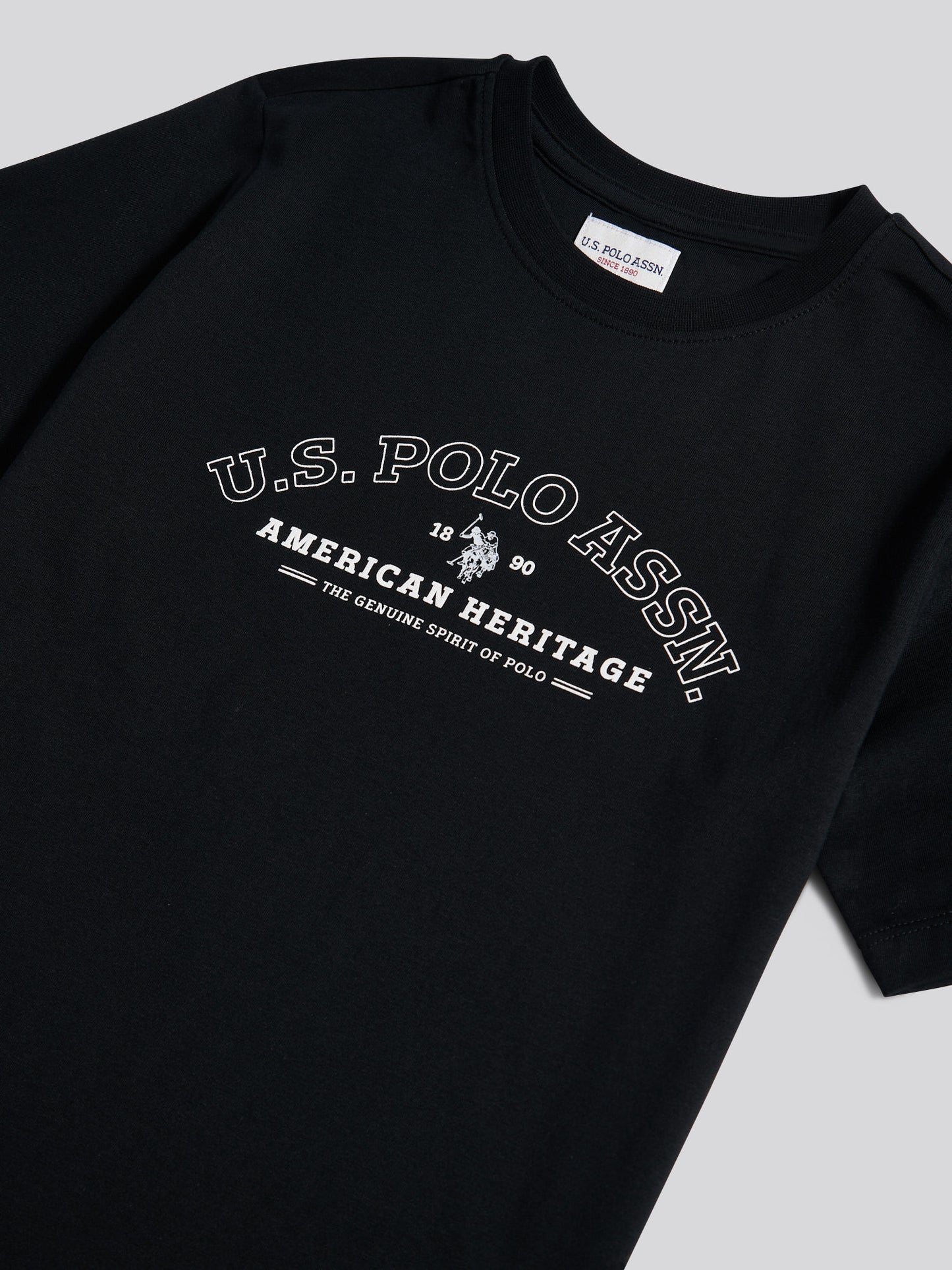 Boys Heritage Graphic Print T-Shirt in Black