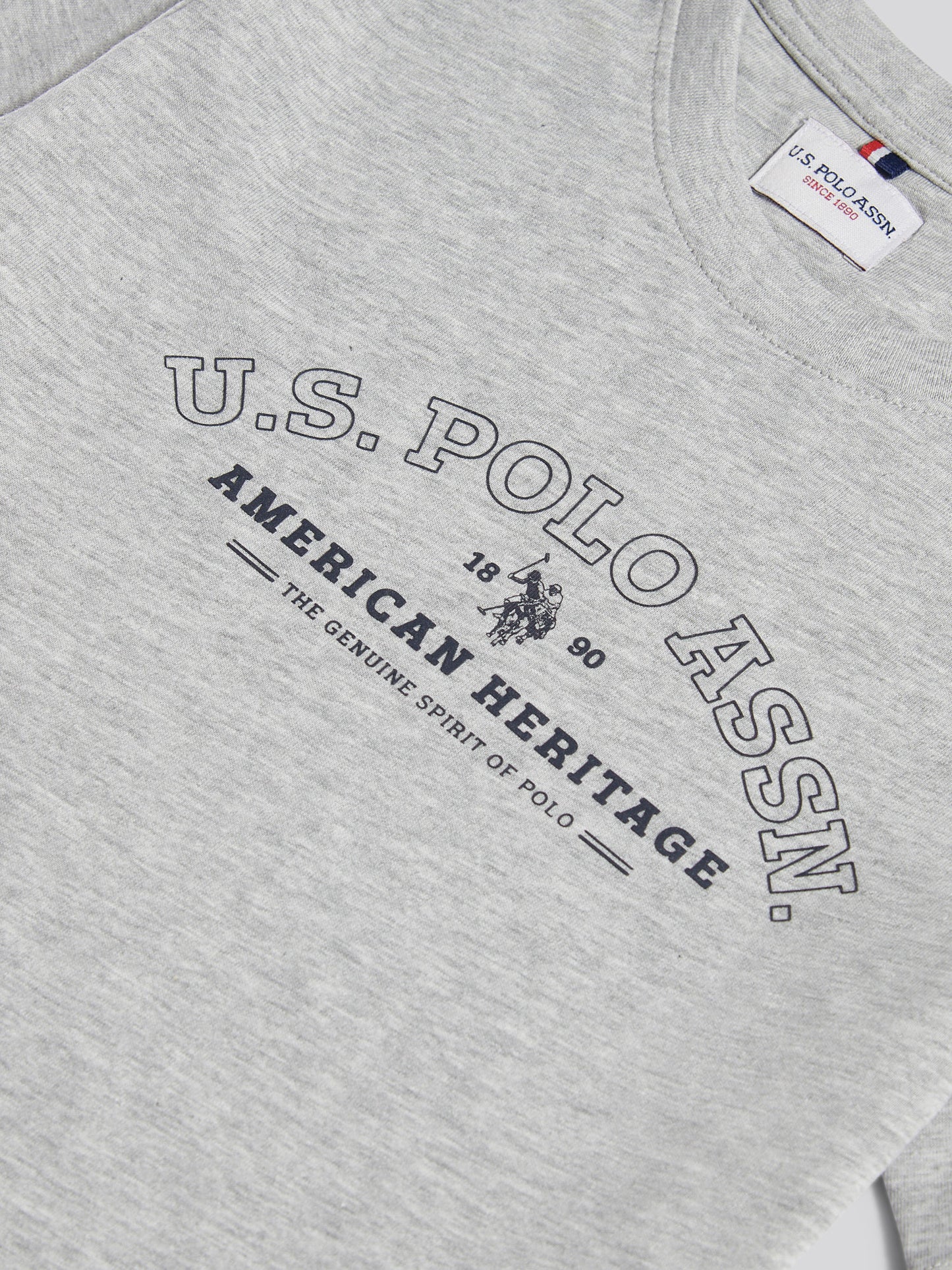 Boys Heritage Graphic Print T-Shirt in Mid Grey Marl