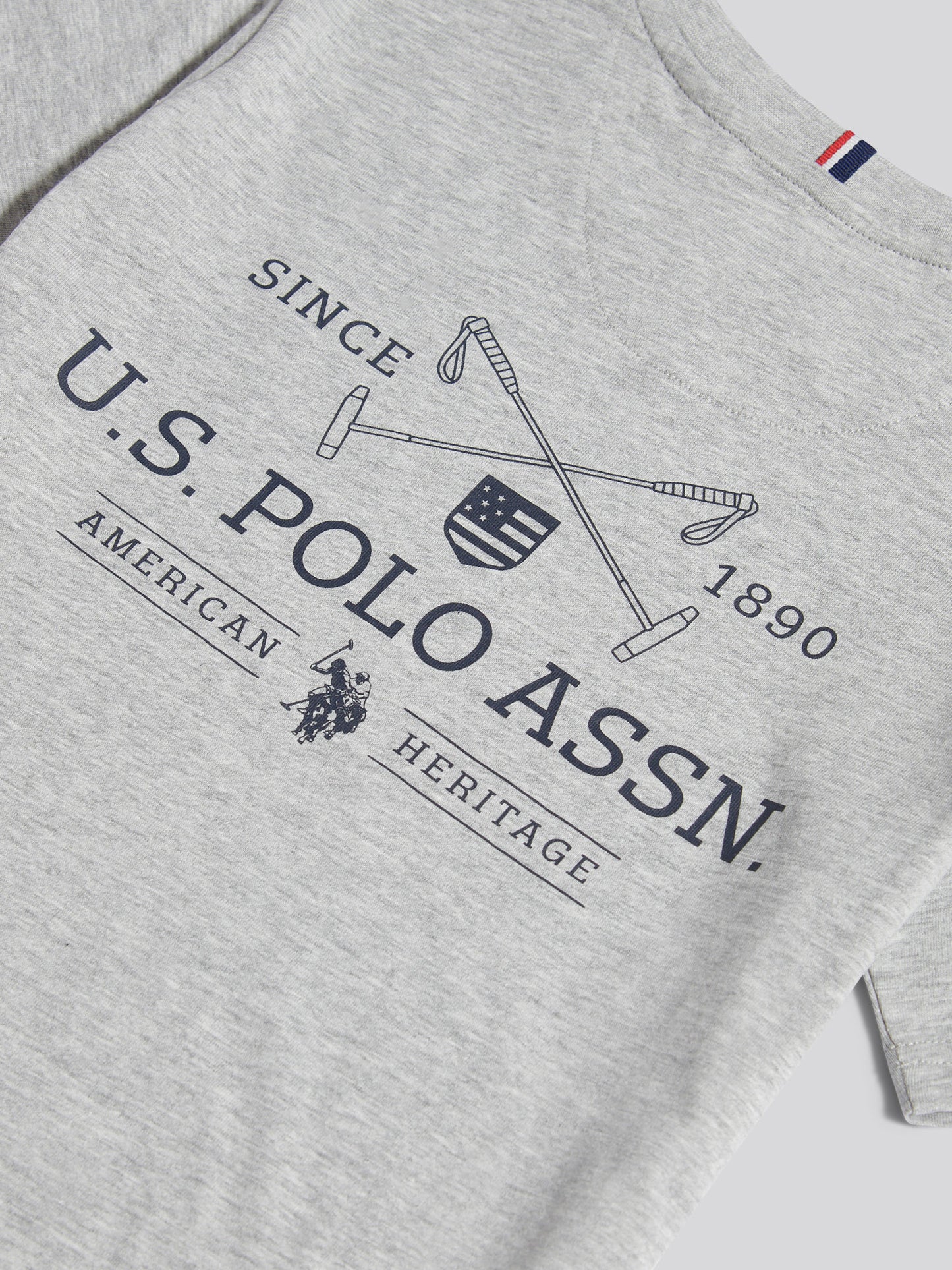 Boys USPA Back Graphic T-Shirt in Mid Grey Marl