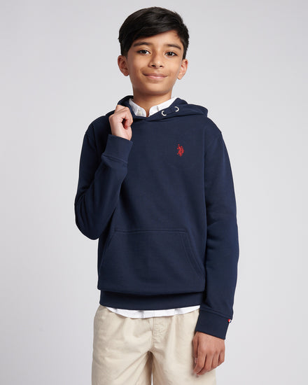 Boys Double Horsemen Hoodie in Dark Sapphire Navy / Haute Red DHM