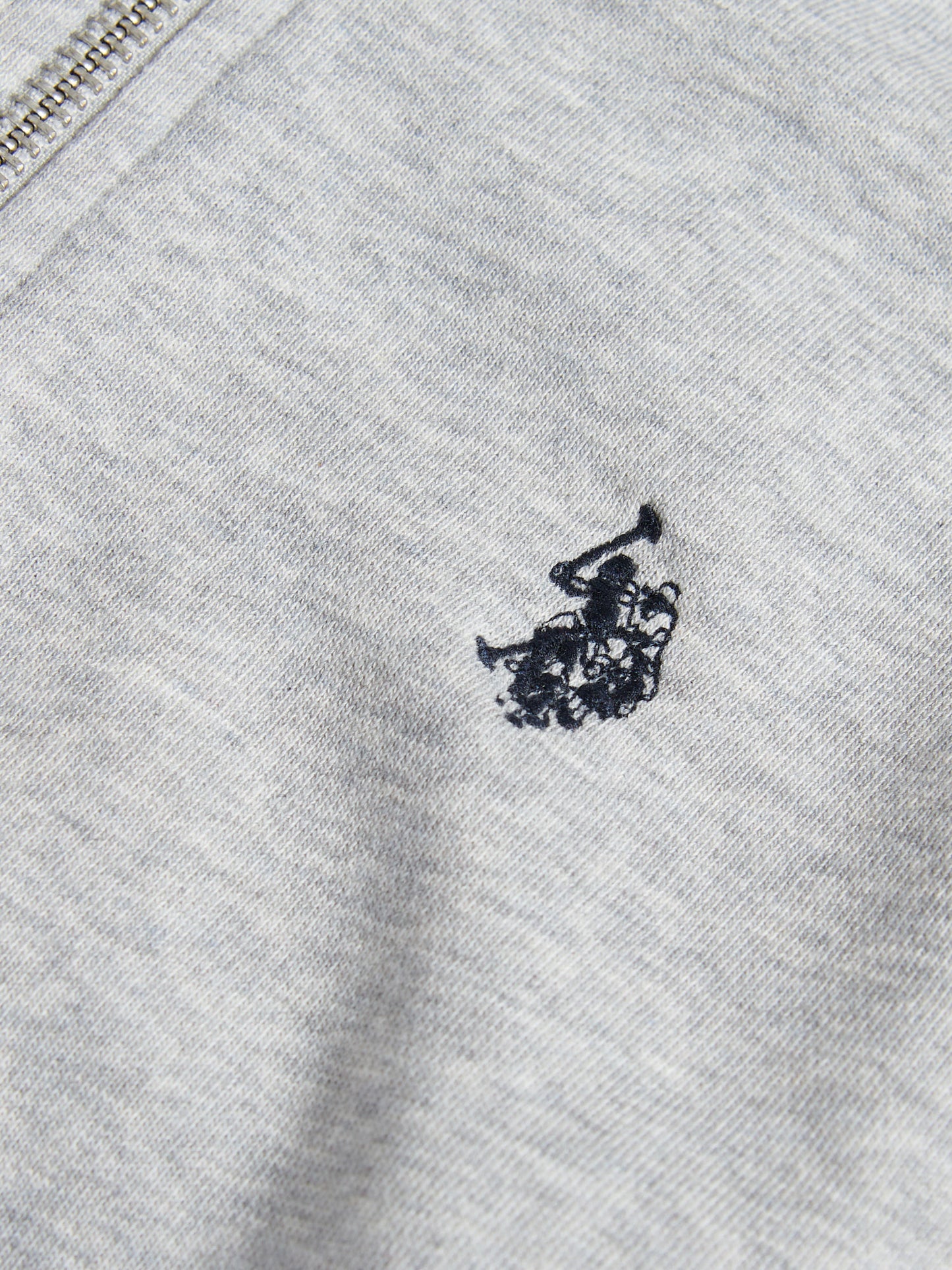 Boys Double Horsemen Zip Hoodie Mid Grey Marl