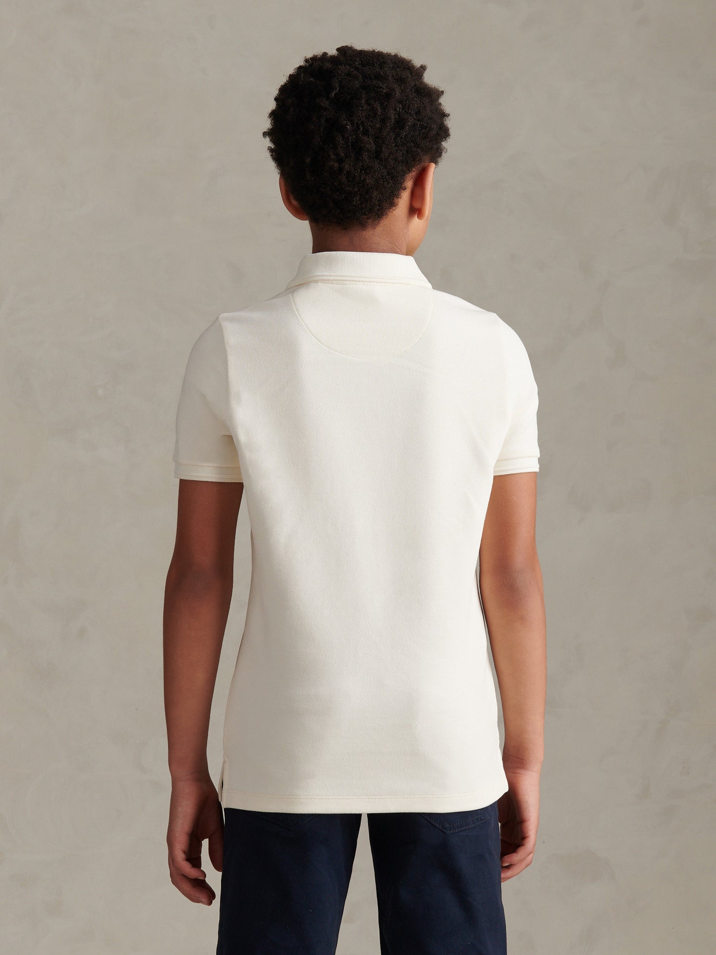 Boys Twill Texture Polo Shirt Whisper White