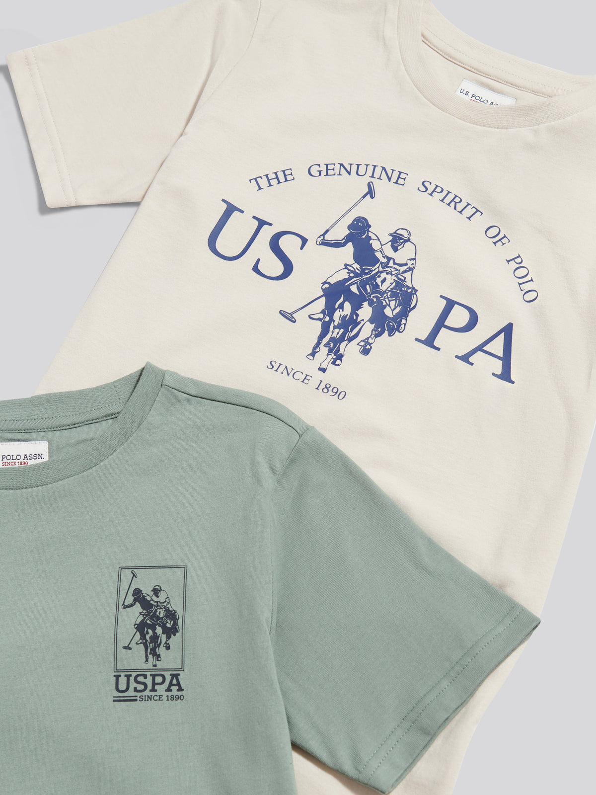Boys 2 Pack Spirit Graphic T-Shirts Beige