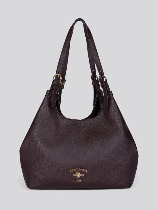 Womens Stanford Large Handle Bag in Dark Brown