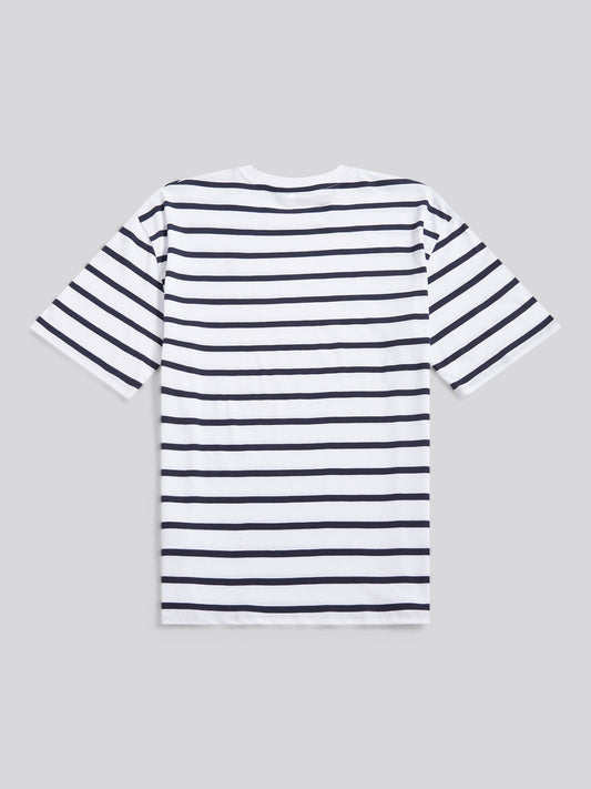Womens Tri-Stripe Oversized T-Shirt in Navy Blue