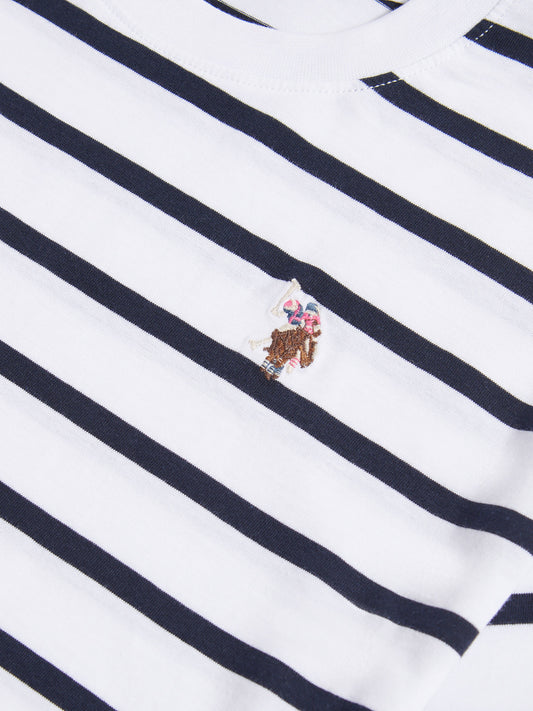 Womens Tri-Stripe Oversized T-Shirt in Navy Blue