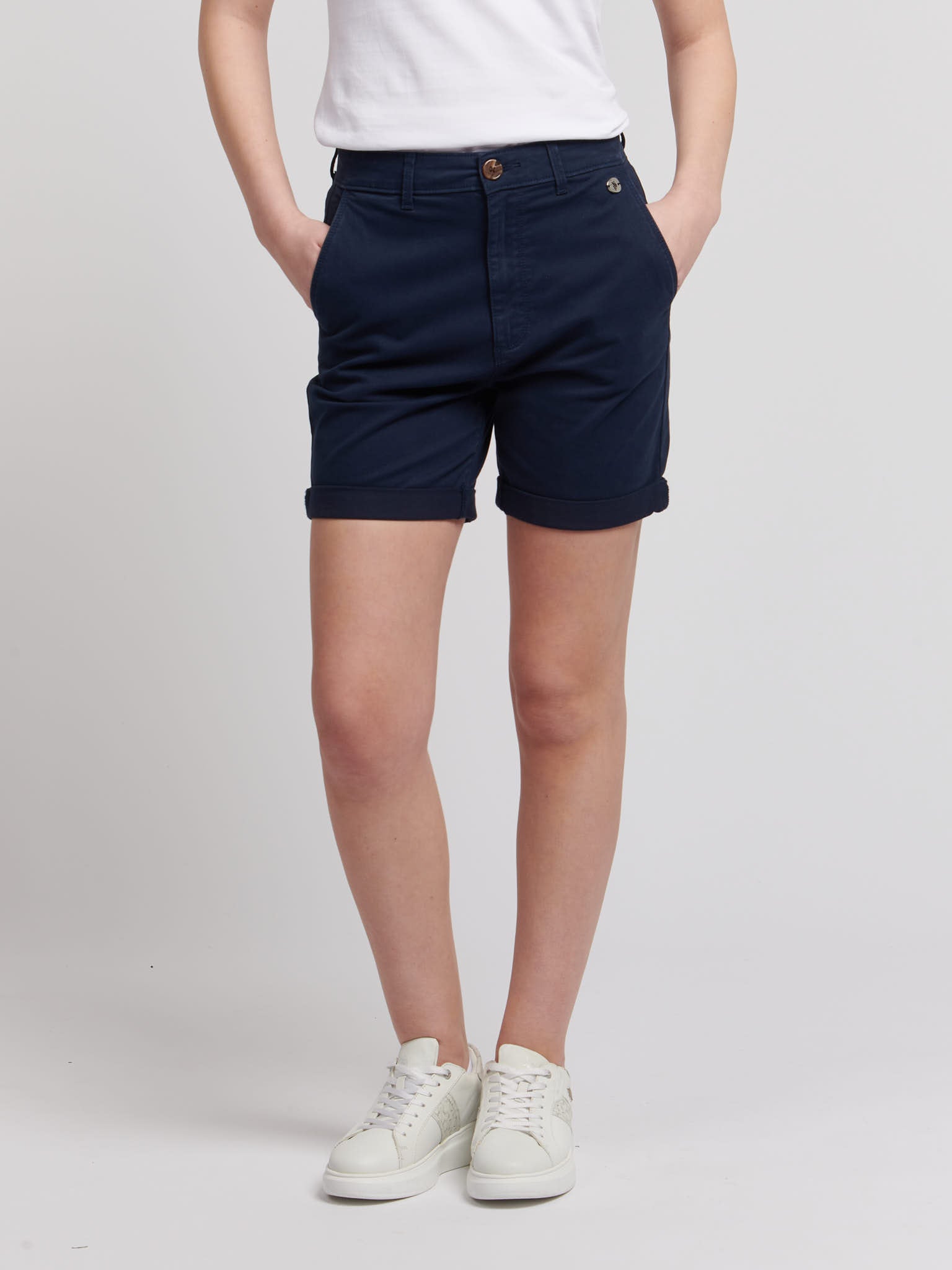 Womens Turn Up Chino Short in Navy Iris – Polo Australia