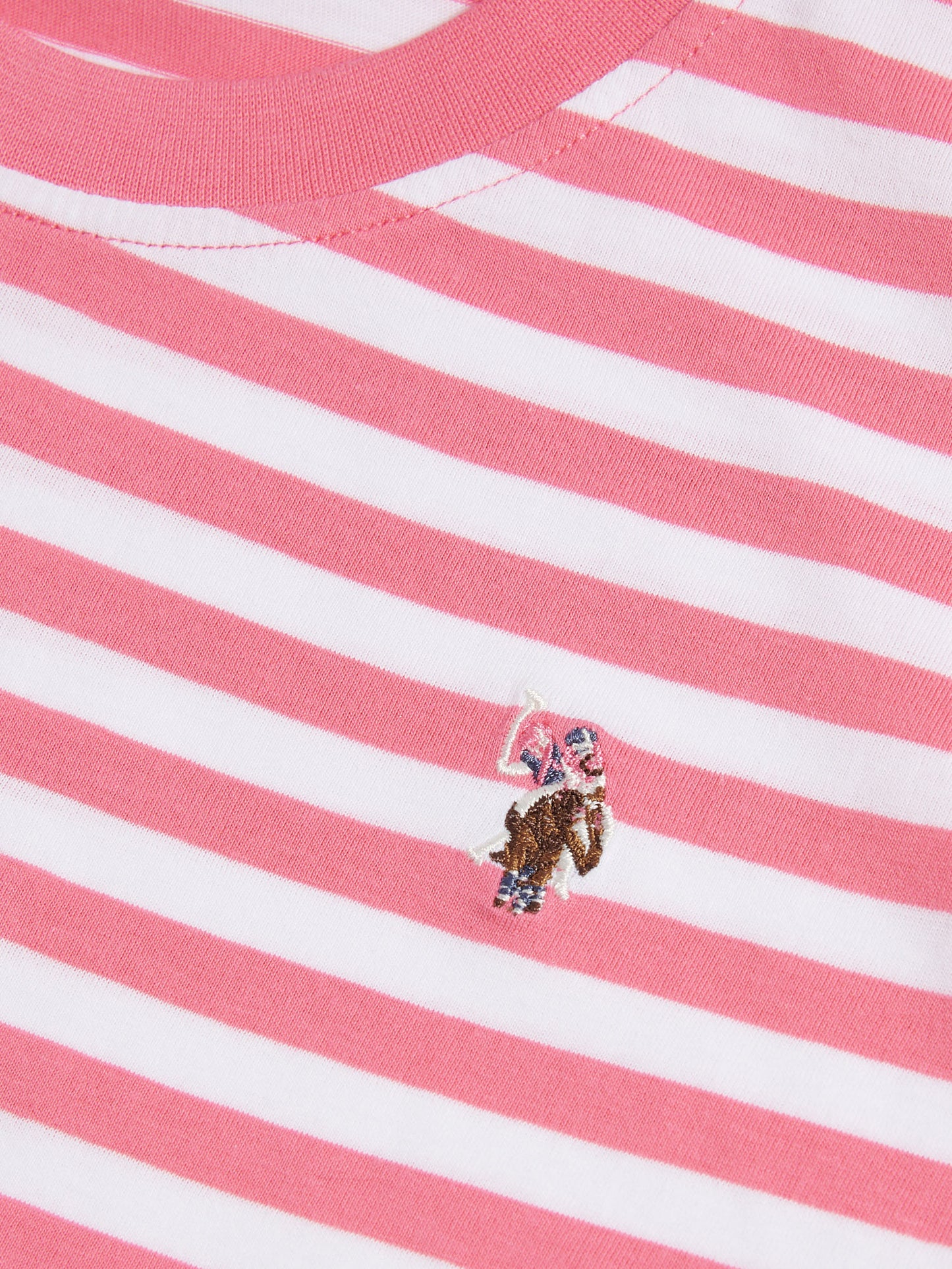 Womens Stripe Crew Neck T-Shirt in Pink Bubblegum