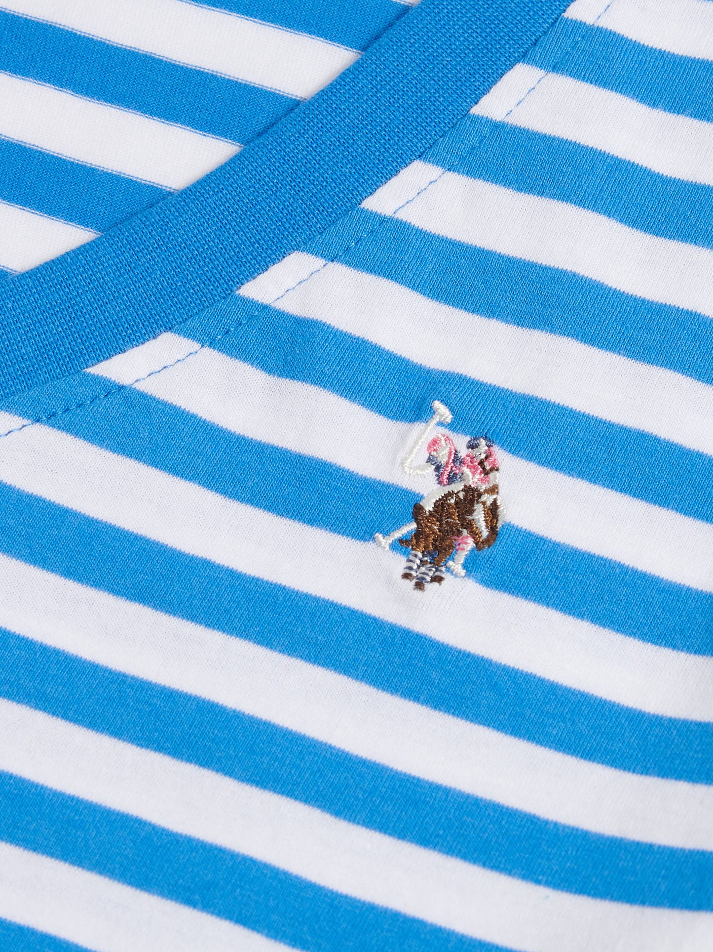 Womens Stripe V-Neck Neck T-Shirt in Regatta Blue