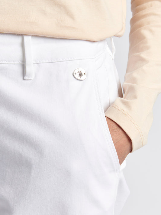 Womens Ankle Wide Leg Chino Trouser in Bright White