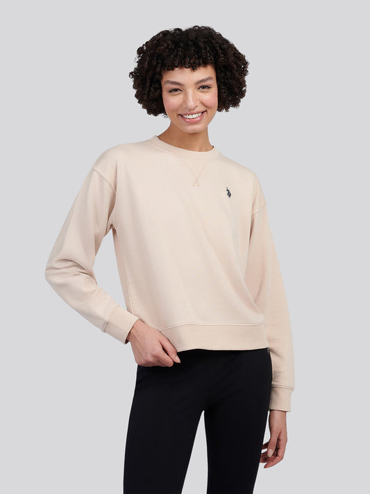 Womens Double Horsemen Crew Sweatshirt in Smoke Gray