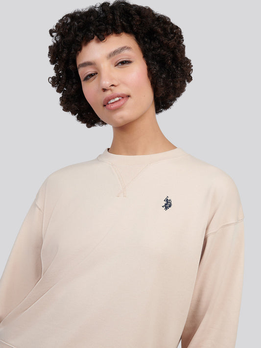 Womens Double Horsemen Crew Sweatshirt in Smoke Gray