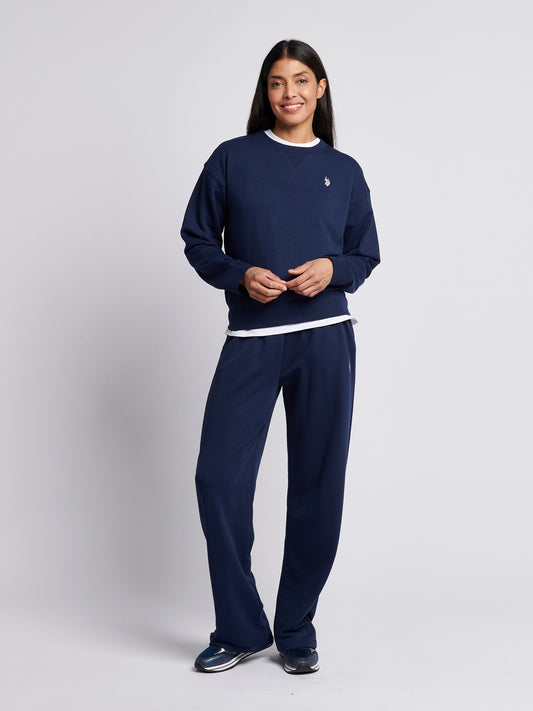 Womens Double Horsemen Crew Sweatshirt in Navy Iris